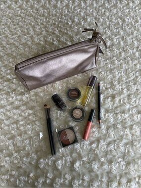 Ulta Beauty Rose Gold Cosmetic Pouch with Neutral Makeup Kit